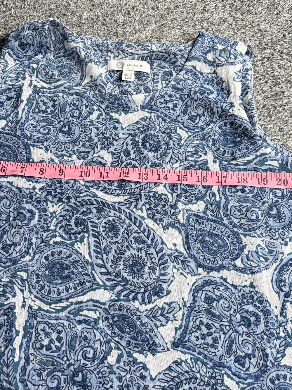 Christina Blue Paisley Notch-Neck Sleeveless Camisole - Picture 10 of 11